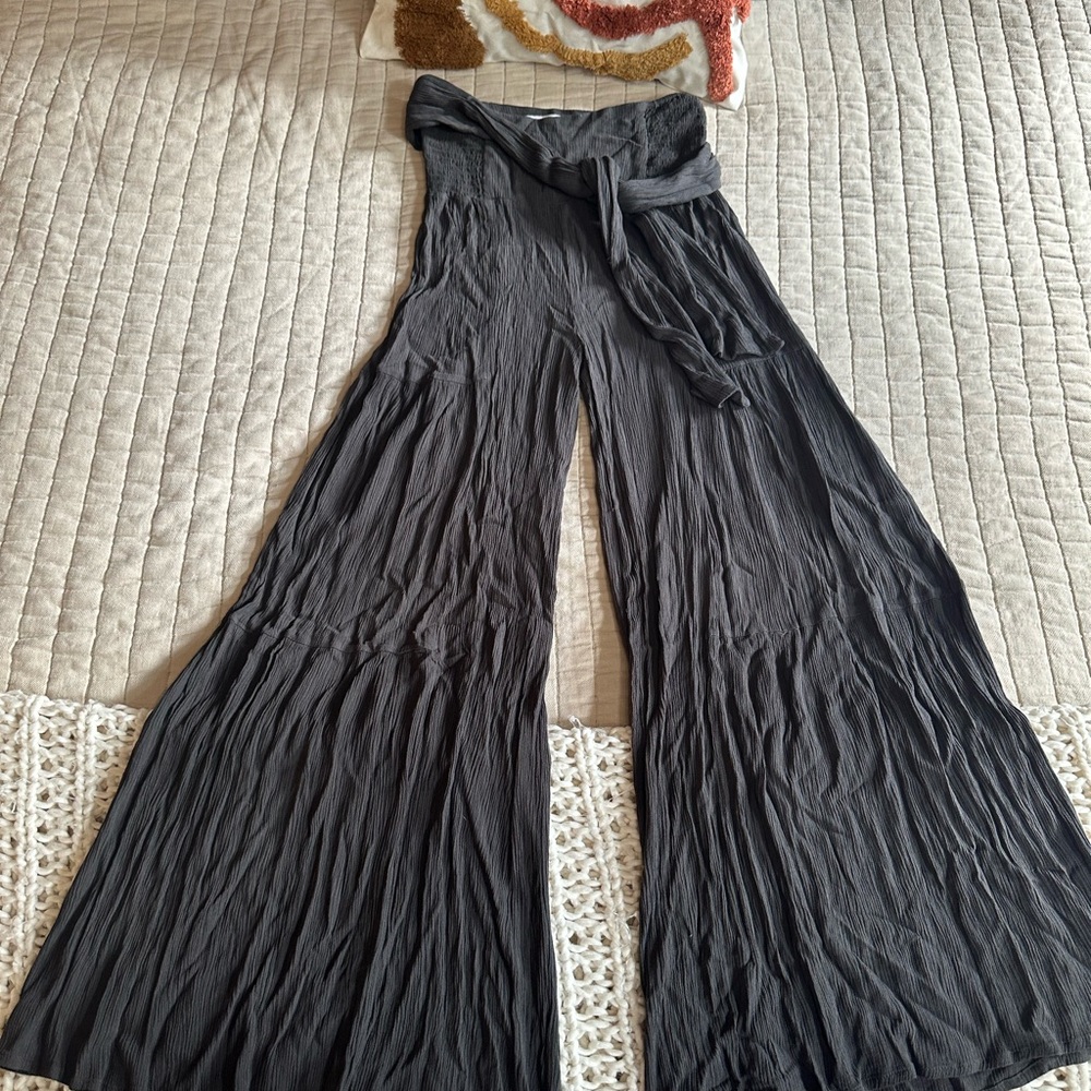 Olivaceous Women's High- Rise Charcoal Palazzo Pant